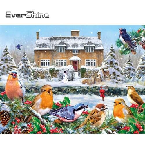 EverShine 5D Diamond Painting Full Drill Square Winter Bird Diamond Embroidery Full Display Picture Rhinestones Diamond Art