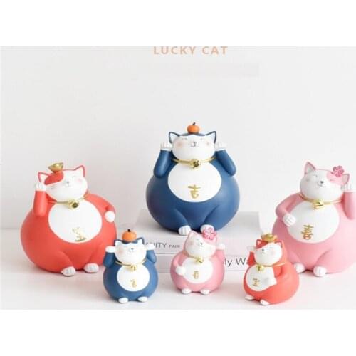 Maneki Neko Porcelain Miniatures Lucky Cat Lovely Home Office Decorations Fortune Cat Money Box Fengshui Crafts Christmas Gifts