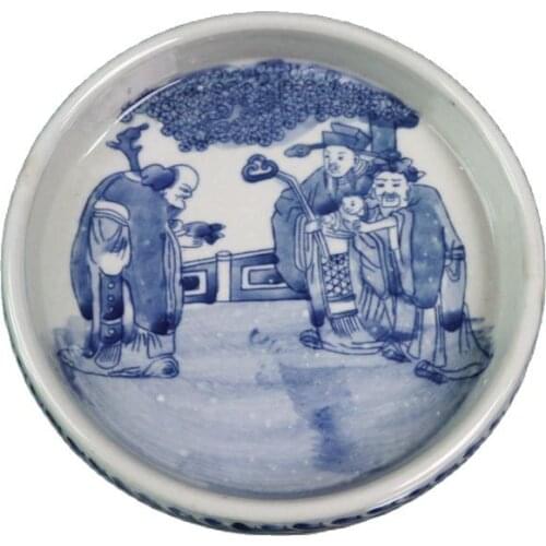 Porcelain blue and white figure pattern inkstone