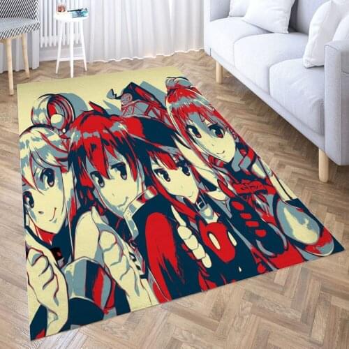 Konosuba Group Carpet for Living Room 3D Anime Cartoon Rug Gamer Teen Room Bedside Lounge Rug Kids Children Floor Mats