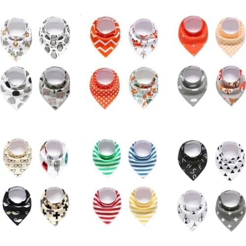 4Pcs/Lot Baby Bibs Triangle Scarf Cotton Cartoon Child Baberos Bandana Bib Babador Dribble Bibs Newborn Slabber Absorbent Cloth