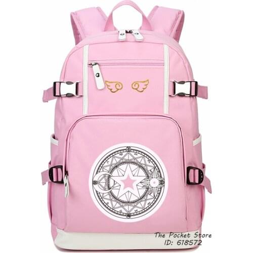 Card Captor SAKURA Women Backpack Cardcaptor Sakura Canvas School Bags Lolita Women Cute Backpack Mochila Feminina Pink Bookbag