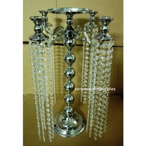 60cm tall)10pcs) hot sale 5 arms crystal hanging candelabra wedding centerpieces manufacturer in Foshan