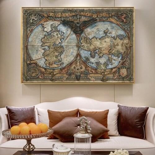 Hot Sale The Game Westeros And Essos Retro Map Posters Art Prints Golden Wall Pictures For Kids Living Room Cuadros Home Decor
