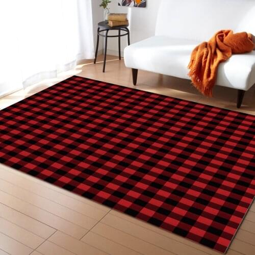Classic Black Red Plaid Carpets for Living Room Bedroom Decoration Teenager Rug Home Kitchen Floor Mat