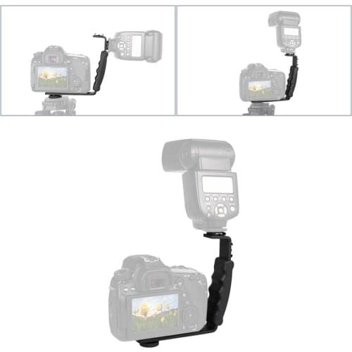 Camera Stand L-shaped Angle 2 Shoe Flash Bracket DV Bracket Tray Dual Cold Shoe Flash Bracket for DSLR Camera Camcorders