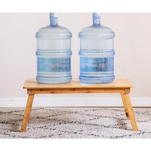 Minimalist modern study table with fan Eco-friendly bamboo lazy laptop stand multi-functional folding smooth mesa small desk