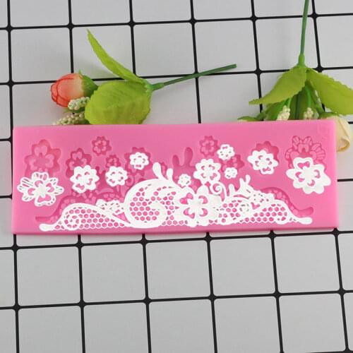 Mujiang Lace Pattern Silicone Cake Molds Forms Cake Border Decorative Candy Chocolate Flowers Baking Pastry Fondant Moulds