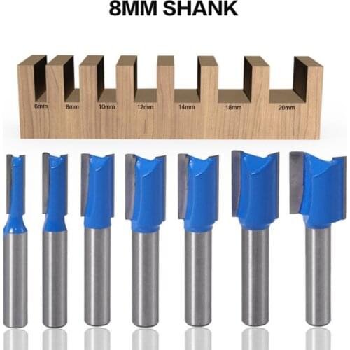 1PC 8mm Shank Straight Woodworking Router Bit Set Wood Cutter 6-20mm Cutting Diameter Carpenter Milling Cutter Woodworking Tool