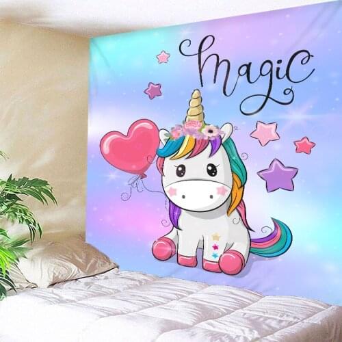 Custom Hearted Pink Unicorn Wall Hanging Tapestry For Bedroom Living Room Boho Decor Bedspread Dropship