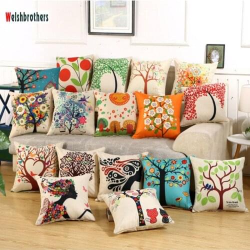 Cotton and linen pillowcase, high quality pillow with various patterns pillowcase 45x45cm pillow core 40x40cm soft 2018