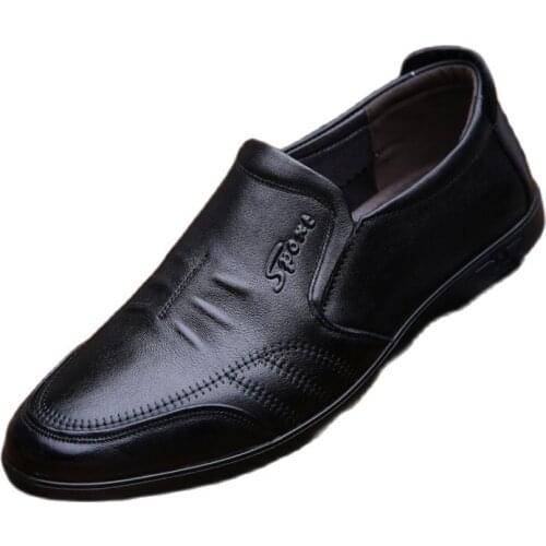 9612 New Fashion Low-help Mens Shoes Winter Middle-aged Leather Casual Shoe Men Soft Bottom Lightweight Daddy Shoes