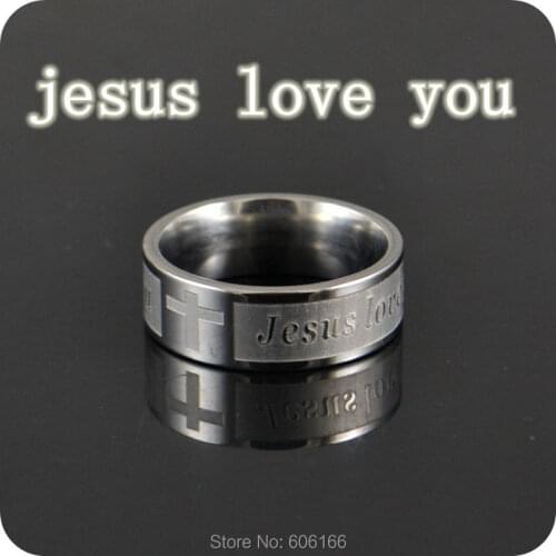 NEW 12x Jesus love you Cross Stainless Steel Rings Mens Womens Comfort Fit Ring Fashion Christian Religious Jewelry