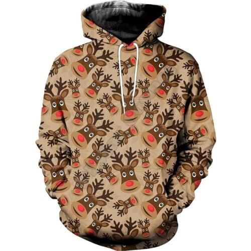 Autumn Hoodies Animals Deer Christmas 3D Printed Men For Women Sweatshirt Unisex Zipper Hoodies Pullover Fashion Jacket