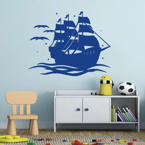 Pirate Ship Boat Wall Sticker Sails Decal Sailor Room Decoration WallPaper Boys Bedroom Wall Decor Mural CX543