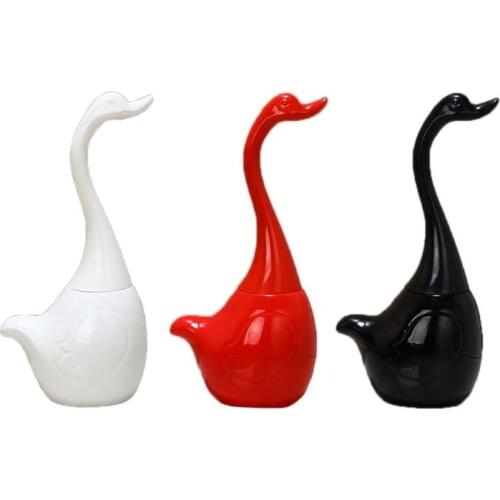 Swan Shape Toilet Brush Bathroom Accessories Ceramic Base Plastic Handle Cleanin 449C
