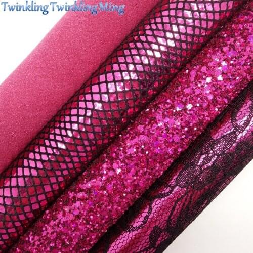 ROSE Glitter Fabric, Metallic Snake Faux Fabric, Lace Synthetic Leather Fabric Sheets For Bow A4 21x29CM Twinkling Ming XM813
