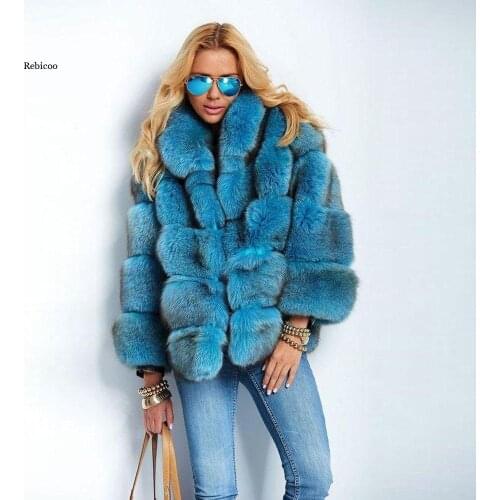 High Quality Winter Woman Eco-friendly fox Fur Coat with Collar Natural Fur Jacket Warm Customize Luxury Jacket Women Overcoat