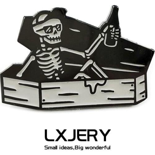 LXJERY Funny Skull Pin Badge On Backpack Punk skeleton Brooch Pins For Clothes Broche For Schoolbag