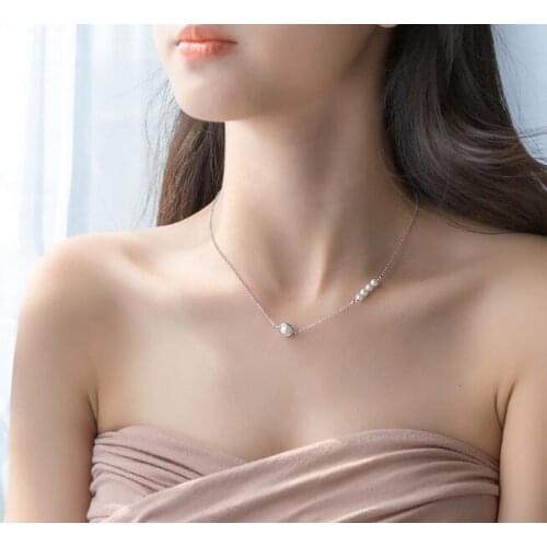 Shell Pearl Choker Short Necklace Pendant 100% Real. 925 Sterling Silver Fine Jewelry GTLX1589