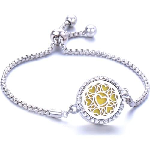 Mixed style Full zircon Stainless Steel Aromatherapy Bracelet Adjustable Magnetic Essential oil Diffusing Bracelet for Women
