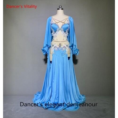 Belly Dance Performance Suit for Women Belly Dancing Bra Long Skirt Customized Child Adult Popsong Suit Oriental Dance Wear Set