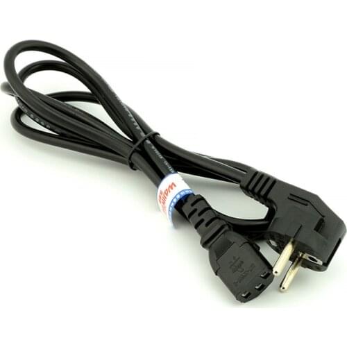 1.8 Meter 90-degree European EU AC Power Cord Cable Plug for Computer/Monitor, Euro plug or CEE7/7 To IEC 60320 C13 - Black