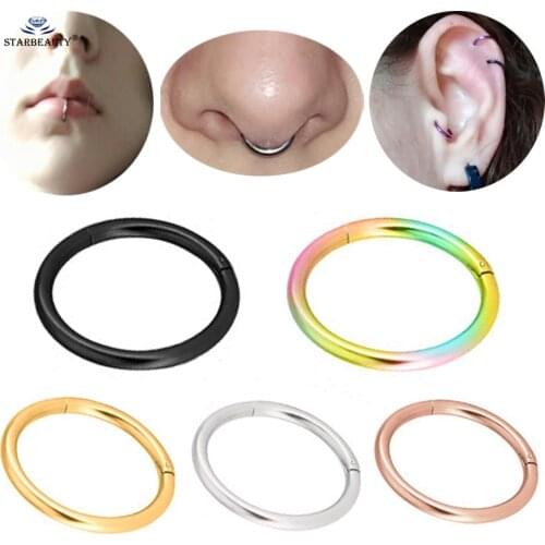 1 pc/lot 1.2mm 16G 316L Titanium Nose Ring Clip Septum Cartilage Earrings Helix Piercing Tragus Piercing Labret Lip Ring Jewelry