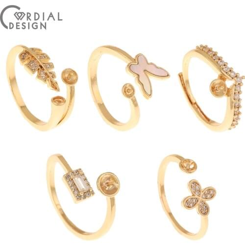 Cordial Design 10Pcs Jewelry Accessories/CZ Ring Settings/Hand Made/Genuine Gold Plating/DIY Rings Jewelry Making/Fashion Ring