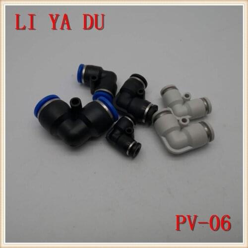 10PCS/LOT PV-06 pneumatic pipe joint quick connector right angle 90 degree plastic elbow PV6