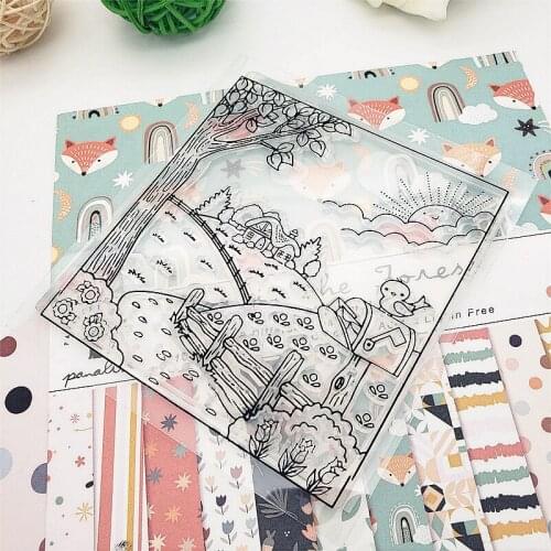 10X10CM Mountains Clear Stamps Transparent Seal Silicone Seal TPR Christmas Wedding Roller Stamps DIY Scrapbook Album Card