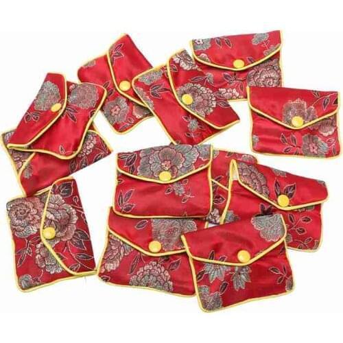 12 In 1 Small Jewelry Box Jewelry Red Jewelry Bag Embroidered Silk Cloth Bag Coin Purse