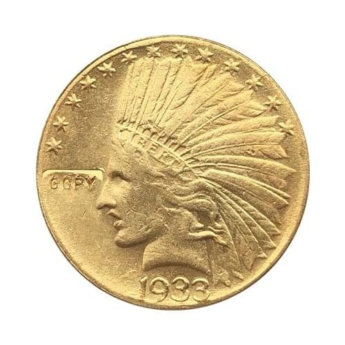24-K gold plated 1933 $10 GOLD Indian Half Eagle Coin Copy