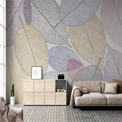 Milofi custom 3D printing wallpaper mural Nordic modern minimalist color leaf texture bedroom living room b background wall