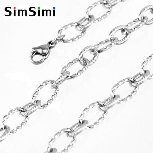 100% Stainless Steel 6.6mm Twist ROLO Chain Steel Color Bohemia Cable Chain Necklace Men Acero Inoxidable Cadenas Wholesale 5pcs