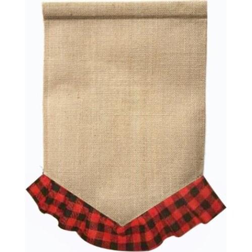 50pcs Blank Burlap Garden Flags Banners Plaid Christmas Outdoor Yard Decoration Flags SN2053