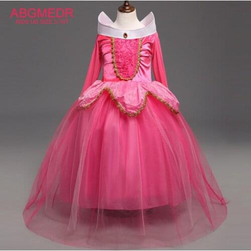 ABGMEDR Brand Cartoon Aurora Dress Girls Sleeping Beauty Dresses Clothes Children Christmas Clothing Kids Party Cosplay Costume