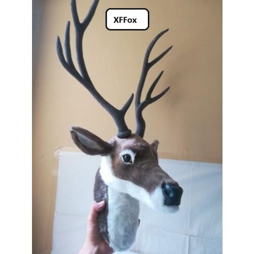 Big simulation sika deer head model polyethylene&furs gray deer head wall pandent doll gift 32x25x70cm xf951