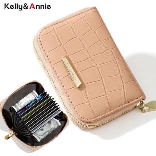 Brand Designer Large Capacity Women Cards Wallet Stone Pu Leather Concertine Fold Credit Card Holder Extendable Female Wallets