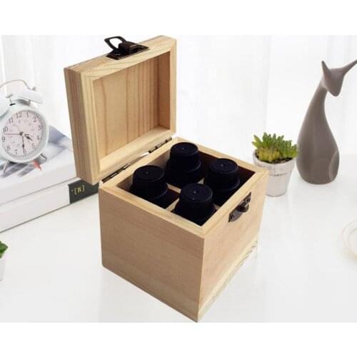 Storage Case 4 Compartments Essential Oil Bottle Storage Box Packing Wooden Box Oil Bottle Perfume Bottle Organizer Packing