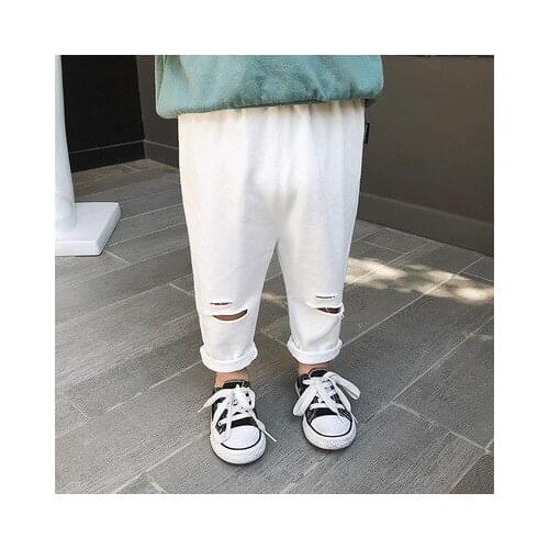 Childrens Boys Pants Ripped Trousers 2021 Spring Autumn 1-3-5 Years Old Childrens Casual Pants Baby Pants Toddler Trousers