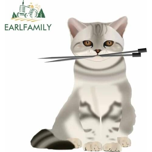 EARLFAMILY 13cm x 11cm for Cute Kitty Vinyl Car Stickers Personality DIY Decal Decoration Waterproof Scratch-proof Decoration