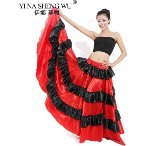 Spanish Flamenco Skirt Bullfight Dance Dress Costumes Stage Performance Belly Dance Party Big Red Skirt Women Female Clothing