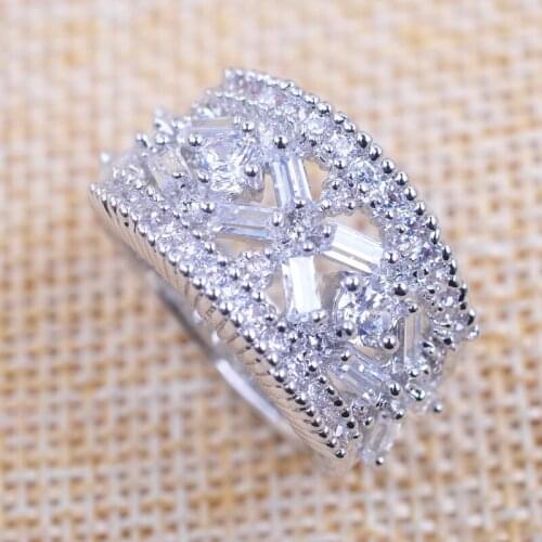 Amazing White Cubic Zirconia Ring Silver Color For Women Fashion Party Jewelry Size 6 7 8 9