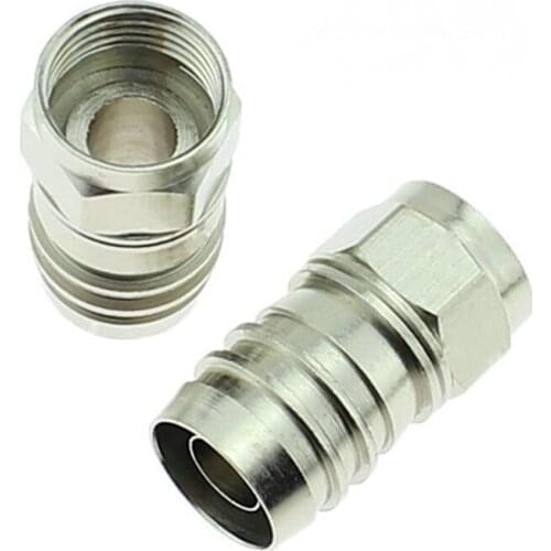 75-5 F connector for 75-5 RG6 4P cable F type connector for CATV DVB metric system with Lubricating oil and waterproof circle