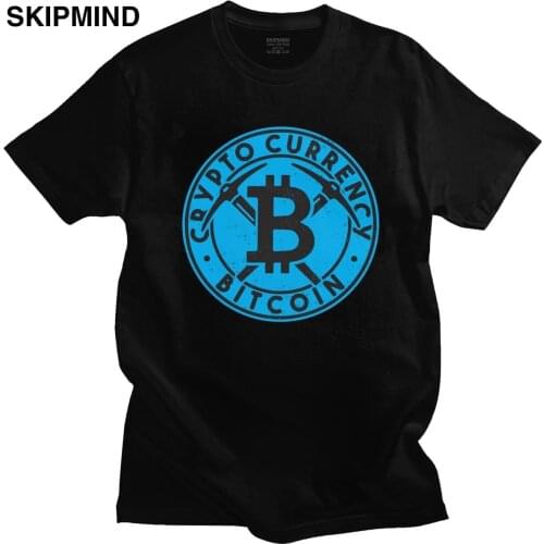 Cool Tshirt Men Bitcoin Miner Short Sleeve Soft Cotton T-shirt Round Neck Casual Cryptocurrency Blockchain Tee Shirt Clothing