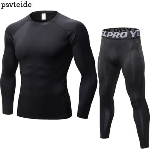 Mens workout Sportswear Running sets Fitness clothes Yoga Sets Compression rashguard Running pants t shirts mens 2pcs gym suit