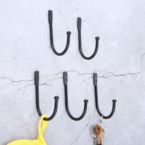 5sets Black Hook Wall/Door Hanger Metal Vintage Kitchen Bathroom Coat/towel/Key/Hat/Clothes w/screw 79*53mm Decor Simple Style