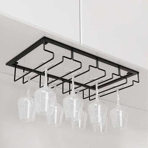 1Pc Wall-mounted Kitchen Wine Glass Holder Bar Home Cabinet Hanging Cup Storage Draining Rack