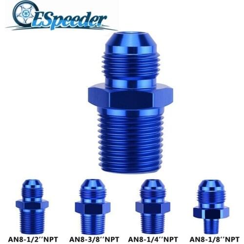 ESPEEDER Male AN8 To 1/8" 1/2'' 3/8" 1/4"NPT Thread Straight Adapter Pipe Fuel Oil Fitting Hose Adapter Aluminum Alloy